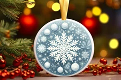 Snow Flake Round Ornament Sublimation PNG Product Image 3