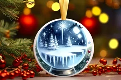 Elf Christmas Scene Ornament PNG Product Image 3