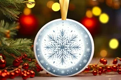 Snow Flake Round Ornament Sublimation PNG Product Image 3