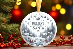 Watercolor Winter Scene with Large Text: Believe in Santa Product Image 1