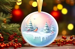 Colorful Bird Round Ornament Sublimation PNG Product Image 3