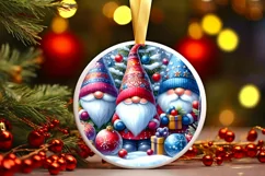 Colorful Gnomes Round Ornament Sublimation PNG Product Image 1
