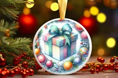 Colorful Gift Round Ornament Sublimation PNG Product Image 1