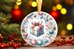Colorful Gift Round Ornament Sublimation PNG Product Image 2