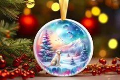 Winter Scene with Dog Sublimation PNG Product Image 3