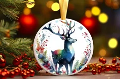 Colorful Christmas Scene Round Ornament Sublimation PNG Product Image 3