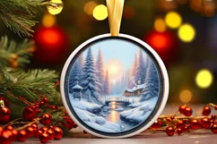 Winter Candy Round Ornament Sublimation PNG Product Image 1