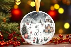 Baby it's Cold Outside Christmas Scene Ornament PNG Product Image 3