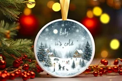 Baby it's Cold Outside Christmas Scene Ornament PNG Product Image 3