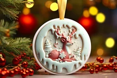 Martzipan Deer Round Ornament Sublimation PNG Product Image 1