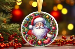 Santa Round Ornament Sublimation PNG Product Image 1