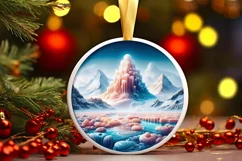 Winter Candy Round Ornament Sublimation PNG Product Image 3