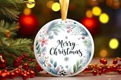 Merry Christmas Round Ornament Sublimation PNG Product Image 3