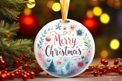 Merry Christmas Round Ornament Sublimation PNG Product Image 3