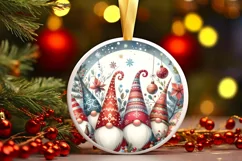 Colorful Watercolor Gnomes Ornament Sublimation PNG Product Image 1