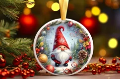 Christmass Gnome Round Ornament PNG Product Image 3