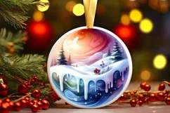 Winter Scene Christmas Ornament PNG Product Image 3