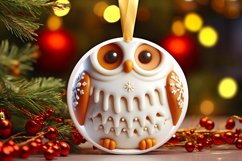 Round 3D Marzipan Like Christmas Owl Product Image 3