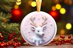 Pastel 3D Martzipan Deer Round Ornament Sublimation PNG Product Image 3