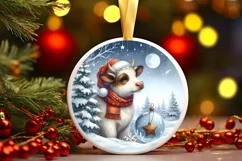 Cow Boy Round Ornament Sublimation PNG Product Image 1