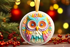 Pastell 3D Owl Christmas Ornament PNG Product Image 1