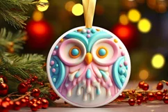 Pastell 3D Owl Christmas Ornament PNG Product Image 3