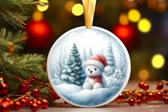 Teddy Bear Christmas Scene Ornament PNG Product Image 1