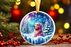 Dog Christmas Scene Ornament PNG Product Image 1