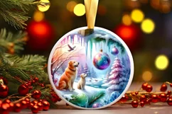 Dog Christmas Scene Ornament PNG Product Image 3