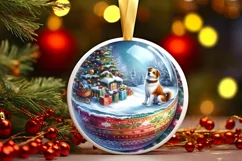 Dog Christmas Scene Ornament PNG Product Image 3