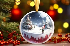 Elf Christmas Scene Ornament PNG Product Image 1