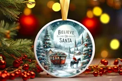 Watercolor Winter Scene with Large Text: Believe in Santa Product Image 1