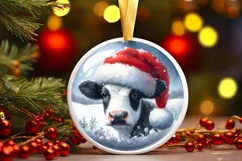 Winter Cow Portrait Sublimation PNG Product Image 1
