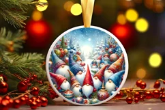 Colorful Watercolor Gnomes Ornament Sublimation PNG Product Image 2