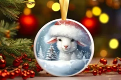 Winter Lamb Portrait Sublimation PNG Product Image 2