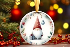 Colorfull Pastel Watercolor Gnome Round Christmas Ornament Product Image 3