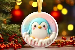 Christmas Penguin Ornament Sublimation PNG Product Image 2