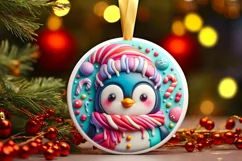 Penguin Christmas Ornament Sublimation PNG Product Image 1
