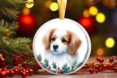 Pastel Watercolor Dog Round Christmas Ornament Sublimation Product Image 3