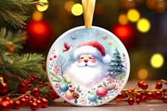 Colorful Pastel Watercolor Santa Round Ornament Sublimation Product Image 1