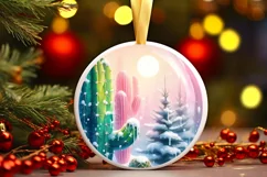 Colorfull Cactus Winter Scene PNG Product Image 3