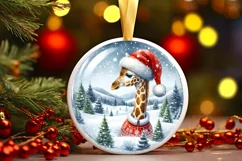 Watercolor Winter Scene Giraffe Portrait Product Image 1