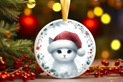 Cat Christmas Ornament Sublimation PNG Product Image 1