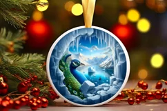 Icy Wall Peacock Digital Painting Sublimation PNG Product Image 3