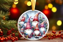 Colorful Gnomes Winter Ornament Sublimation PNG Product Image 2