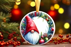 Christmas Gnome Round Ornament PNG Product Image 1
