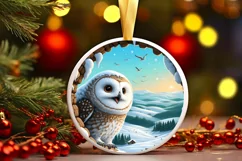 Snow Wall Owl Digital Painting Sublimation PNG Product Image 3