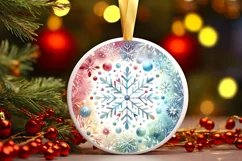 pastel watercolor round Christmas digital painting with Product Image 3