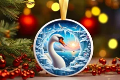 Swan in Icy Wall Round Sublimation PNG Product Image 2