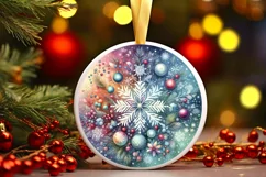 pastel watercolor round Christmas digital painting with Product Image 2